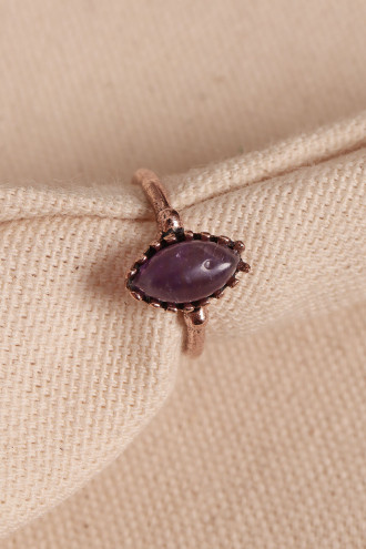 Ametist Taşlı Ayarlanabilir Otantik Bakır Yüzük