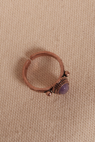 Ametist Taşlı Ayarlanabilir Otantik Bakır Yüzük Ametist Taşlı Ayarlanabilir Otantik Bakır Yüzük
