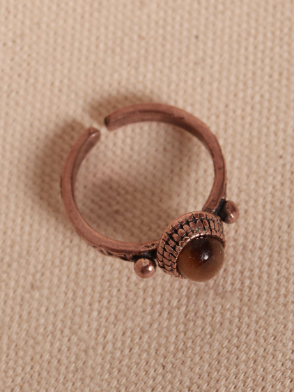 Kaplan Gözü Taşlı Ayarlanabilir Otantik Bakır Yüzük Kaplan Gözü Taşlı Ayarlanabilir Otantik Bakır Yüzük