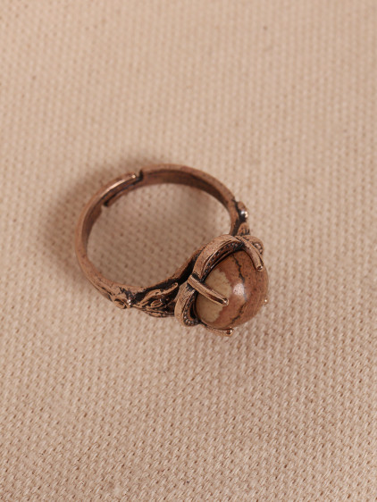 Kahverengi Jasper Taşlı Ayarlanabilir Otantik Yüzük Kahverengi Jasper Taşlı Ayarlanabilir Otantik Yüzük