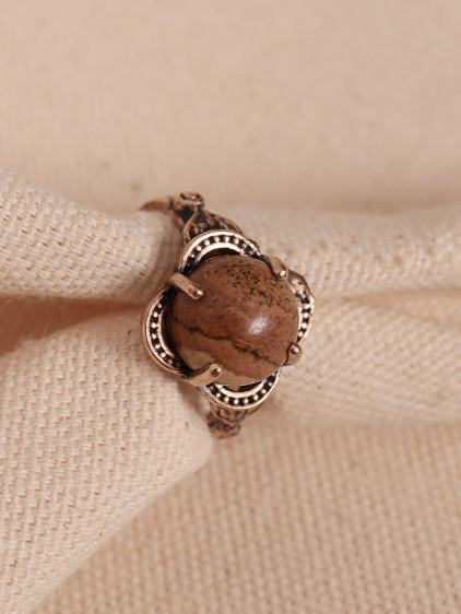 Kahverengi Jasper Taşlı Ayarlanabilir Otantik Yüzük Kahverengi Jasper Taşlı Ayarlanabilir Otantik Yüzük