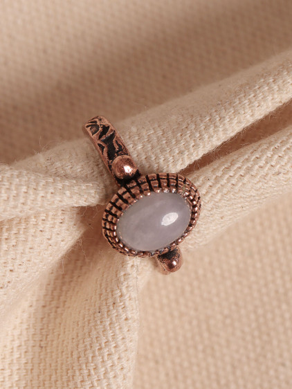 Beyaz Kuvars Taşlı Ayarlanabilir Otantik Bakır Yüzük