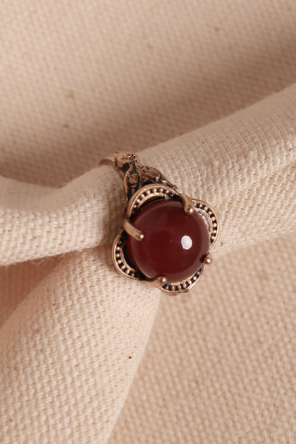 Akik Taşlı Ayarlanabilir Otantik Yüzük