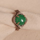 Yeşil Akik Taşlı Ayarlanabilir Otantik Yüzük