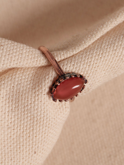 Akik Taşlı Ayarlanabilir Otantik Bakır Yüzük