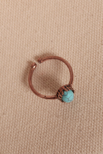 Firuze Taşlı Ayarlanabilir Otantik Bakır Yüzük Firuze Taşlı Ayarlanabilir Otantik Bakır Yüzük