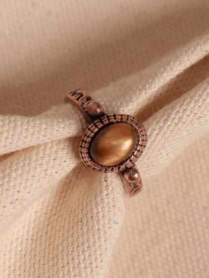 Kaplan Gözü Taşlı Ayarlanabilir Otantik Bakır Yüzük Kaplan Gözü Taşlı Ayarlanabilir Otantik Bakır Yüzük