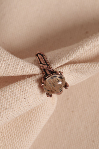 Rutil Kuvars Taşlı Ayarlanabilir Otantik Bakır Yüzük