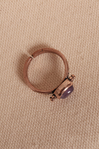 Ametist Taşlı Ayarlanabilir Otantik Bakır Yüzük