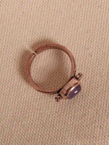 Ametist Taşlı Ayarlanabilir Otantik Bakır Yüzük