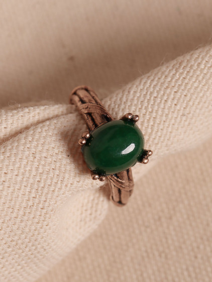 Yeşil Akik Taşlı Ayarlanabilir Otantik Bakır Yüzük Yeşil Akik Taşlı Ayarlanabilir Otantik Bakır Yüzük