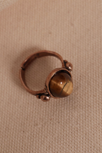 Kaplan Gözü Taşlı Ayarlanabilir Oval Otantik Yüzük