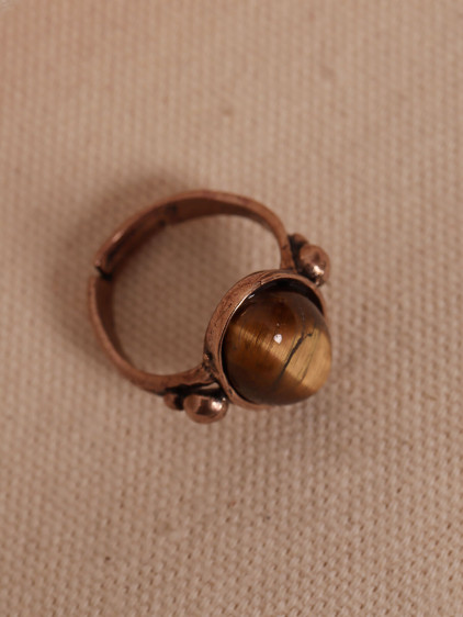 Kaplan Gözü Taşlı Ayarlanabilir Oval Otantik Yüzük