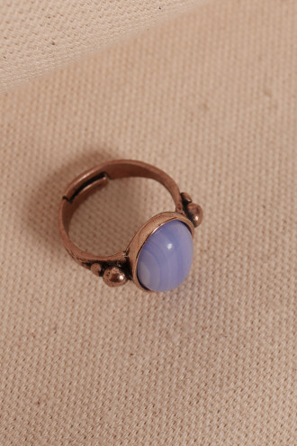 Lila Selenit Taşlı Ayarlanabilir Oval Otantik Yüzük