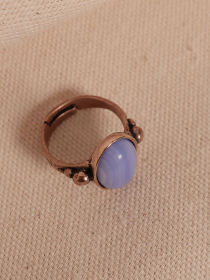 Lila Selenit Taşlı Ayarlanabilir Oval Otantik Yüzük