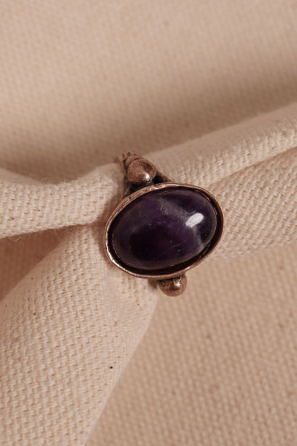 Ametist Taşlı Ayarlanabilir Oval Otantik Yüzük