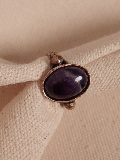 Ametist Taşlı Ayarlanabilir Oval Otantik Yüzük