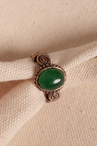 Yeşil Akik Taşlı Ayarlanabilir Otantik Yüzük