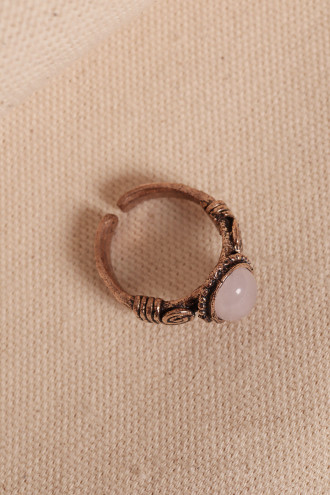 Beyaz Kuvars Taşlı Ayarlanabilir Otantik Yüzük