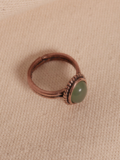 Aventurin Taşlı Oval Ayarlanabilir Bakır Yüzük