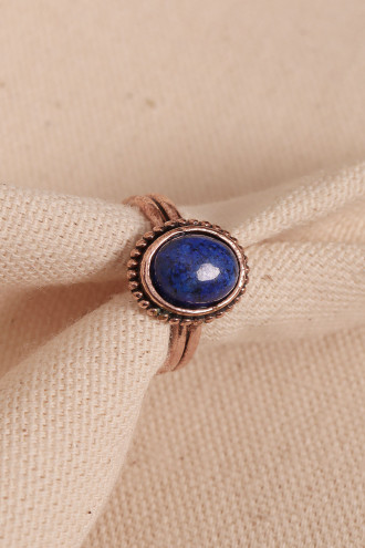 Lapis Taşlı Oval Ayarlanabilir Bakır Yüzük