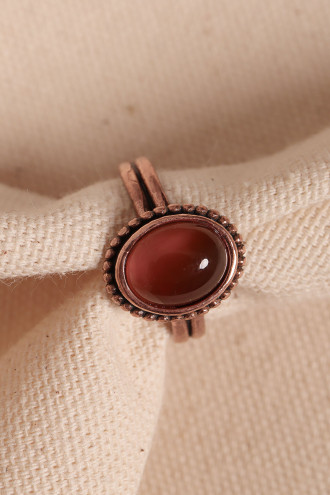 Akik Taşlı Oval Ayarlanabilir Bakır Yüzük