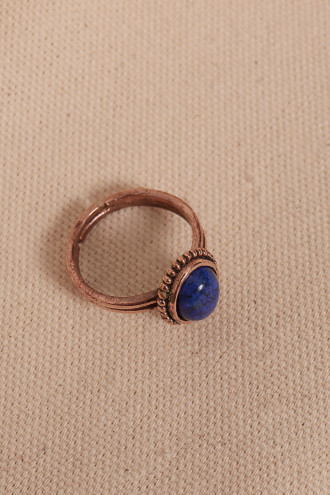 Lapis Taşlı Oval Ayarlanabilir Bakır Yüzük Lapis Taşlı Oval Ayarlanabilir Bakır Yüzük