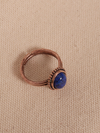 Lapis Taşlı Oval Ayarlanabilir Bakır Yüzük