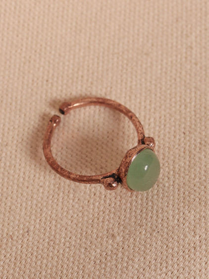 Aventurin Taşlı Oval Ayarlanabilir Bakır Yüzük