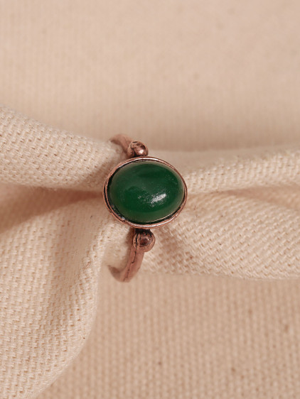 Yeşil Akik Taşlı Oval Ayarlanabilir Bakır Yüzük Yeşil Akik Taşlı Oval Ayarlanabilir Bakır Yüzük