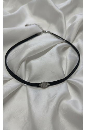 925 Ayar Gümüş Figürlü Deri Choker Kolye 925 Ayar Gümüş Figürlü Deri Choker Kolye