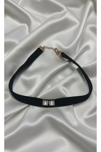 925 Ayar Baget Taşlı Çift Kare Figürlü Kadife Choker Kolye 925 Ayar Baget Taşlı Çift Kare Figürlü Kadife Choker Kolye