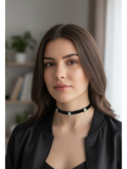 925 Ayar Üç Damla Figürlü Kadife Choker Kolye 925 Ayar Üç Damla Figürlü Kadife Choker Kolye