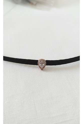 925 Ayar Damla Figürlü Rose Gold Deri Choker Kolye 925 Ayar Damla Figürlü Rose Gold Deri Choker Kolye