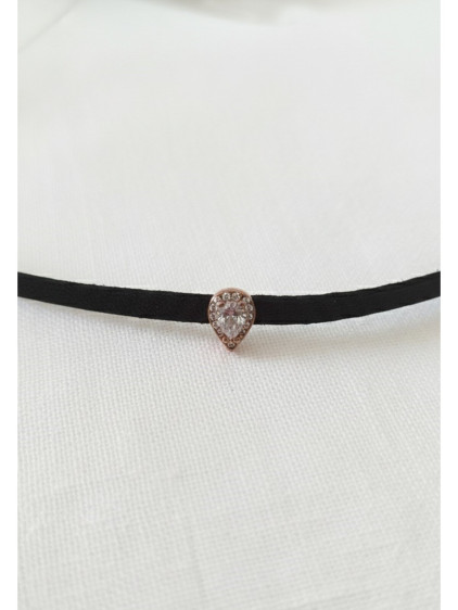 925 Ayar Damla Figürlü Rose Gold Deri Choker Kolye 925 Ayar Damla Figürlü Rose Gold Deri Choker Kolye