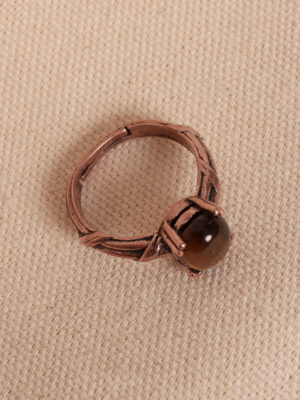 Kaplan Gözü Taşlı Ayarlanabilir Otantik Bakır Yüzük Kaplan Gözü Taşlı Ayarlanabilir Otantik Bakır Yüzük