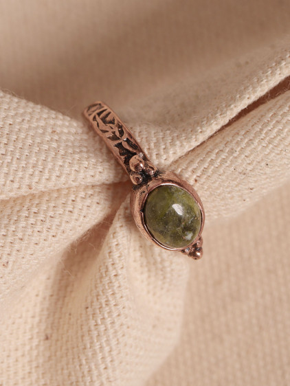 Ukanit Taşlı Ayarlanabilir Otantik Bakır Yüzük