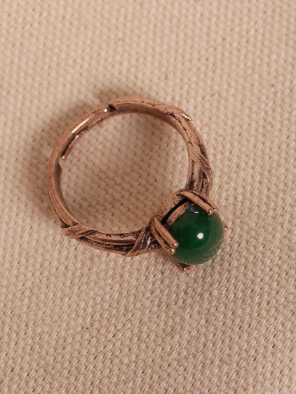 Yeşil Akik Taşlı Ayarlanabilir Otantik Bakır Yüzük Yeşil Akik Taşlı Ayarlanabilir Otantik Bakır Yüzük