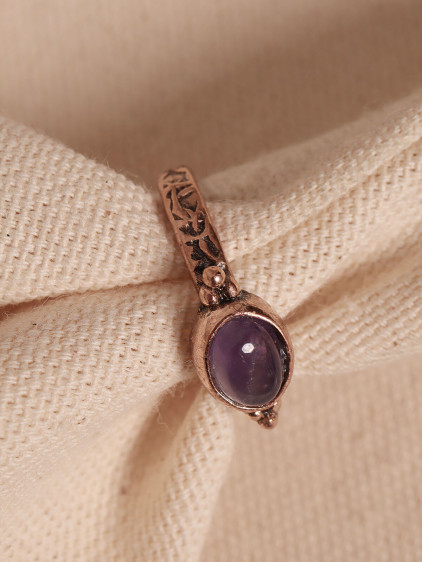 Ametist Taşlı Ayarlanabilir Otantik Bakır Yüzük