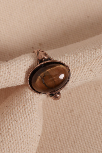 Kaplan Gözü Taşlı Ayarlanabilir Oval Otantik Yüzük