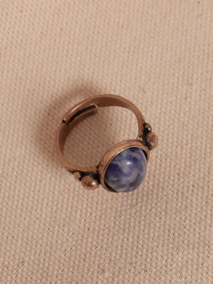 Sodalit Taşlı Ayarlanabilir Oval Otantik Yüzük