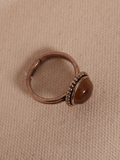 Kaplan Gözü Taşlı Ayarlanabilir Otantik Yüzük