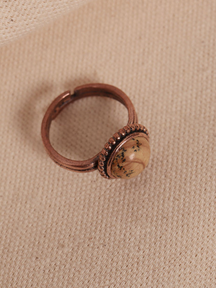 Kahverengi Jasper Taşlı Ayarlanabilir Otantik Yüzük
