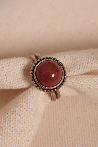 Kehribar Taşlı Ayarlanabilir Otantik Yüzük