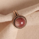 Pembe Kedi Gözü Taşlı Ayarlanabilir Otantik Yüzük
