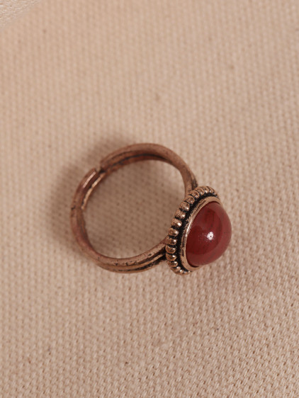 Kehribar Taşlı Ayarlanabilir Otantik Yüzük