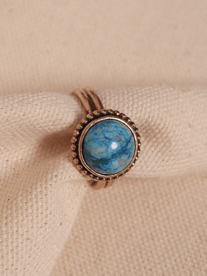 Turkuaz Taşlı Ayarlanabilir Otantik Yüzük