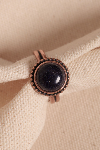 Lacivert Yıldız Taşlı Ayarlanabilir Otantik Yüzük