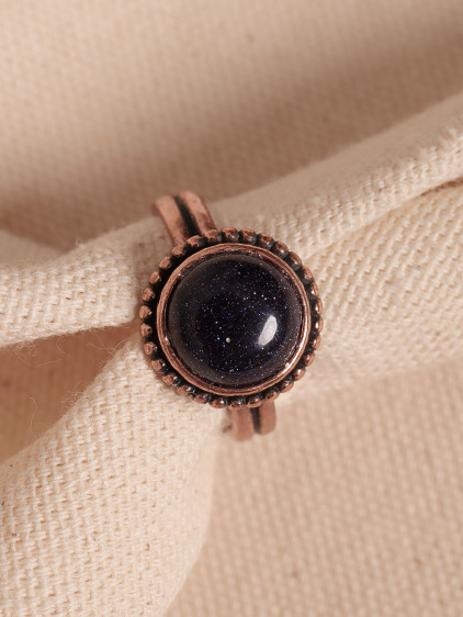 Lacivert Yıldız Taşlı Ayarlanabilir Otantik Yüzük