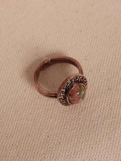 Ukanit Taşlı Oval Bakır Yüzük